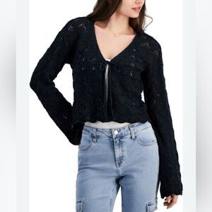 FRYE new with tags crochet cardigan Nina Dobrev y2k bell sleeve sweater 🧶 knit